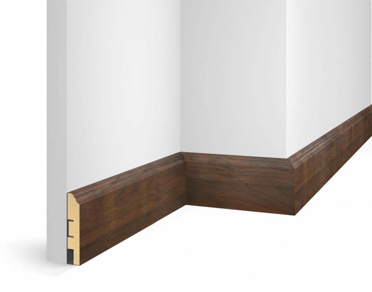 Отделка стен и потолка Плинтус Cosca Decor WP07, экошпон, дуб Барон темный 80х16х2400 мм