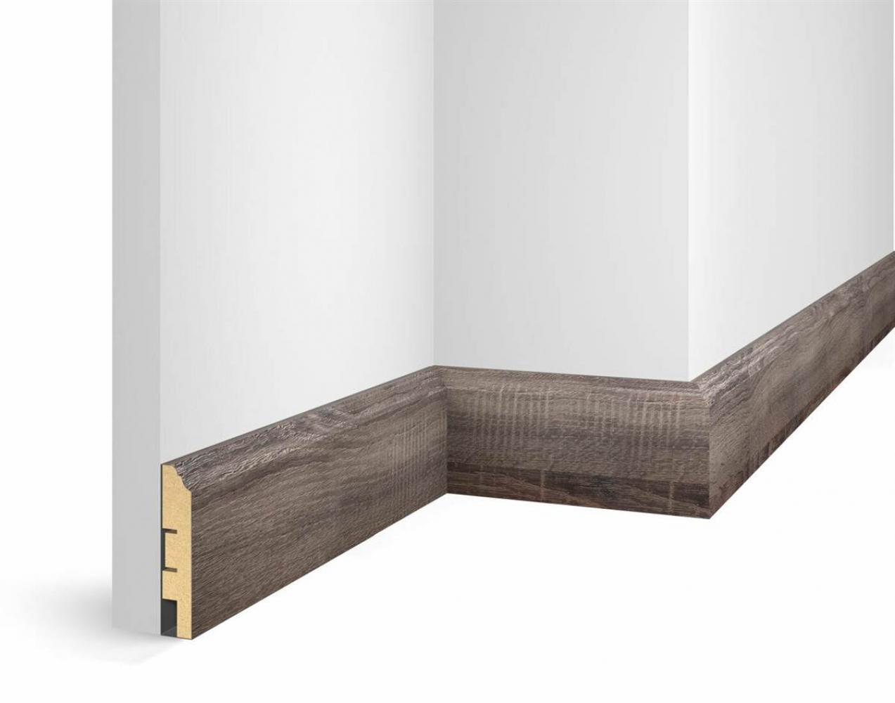 Отделка стен и потолка Плинтус Cosca Decor WP07, экошпон, дуб Девон 80х16х2400 мм