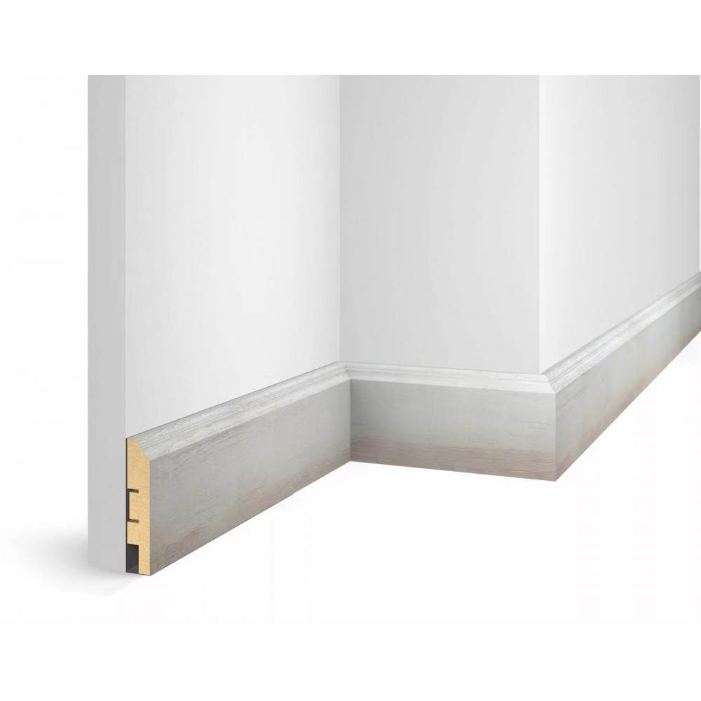 Отделка стен и потолка Плинтус Cosca Decor WP07, экошпон, дуб Кремовый 80х16х2400 мм