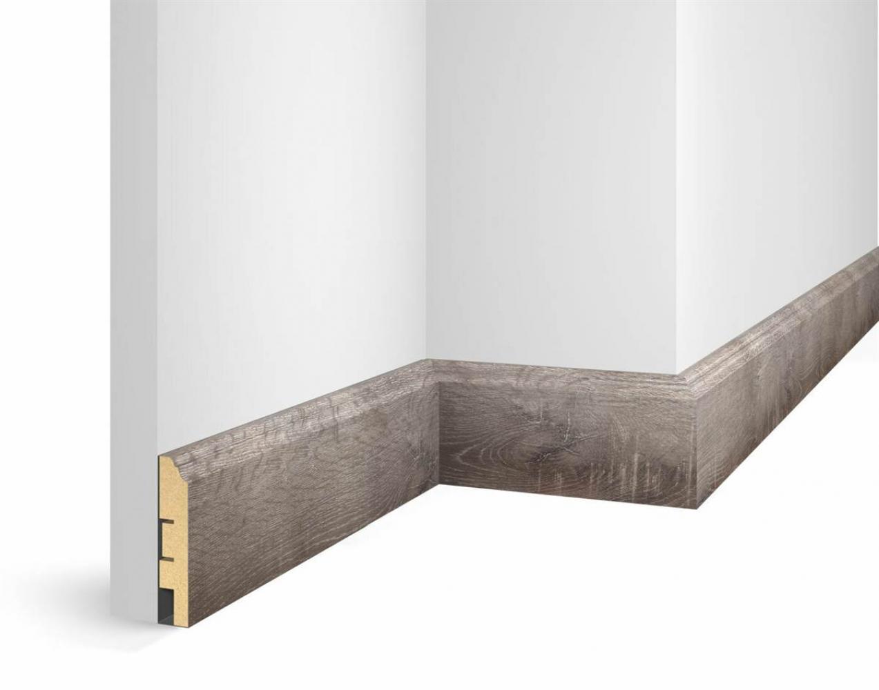 Отделка стен и потолка Плинтус Cosca Decor WP07, экошпон, дуб Понца 80х16х2400 мм