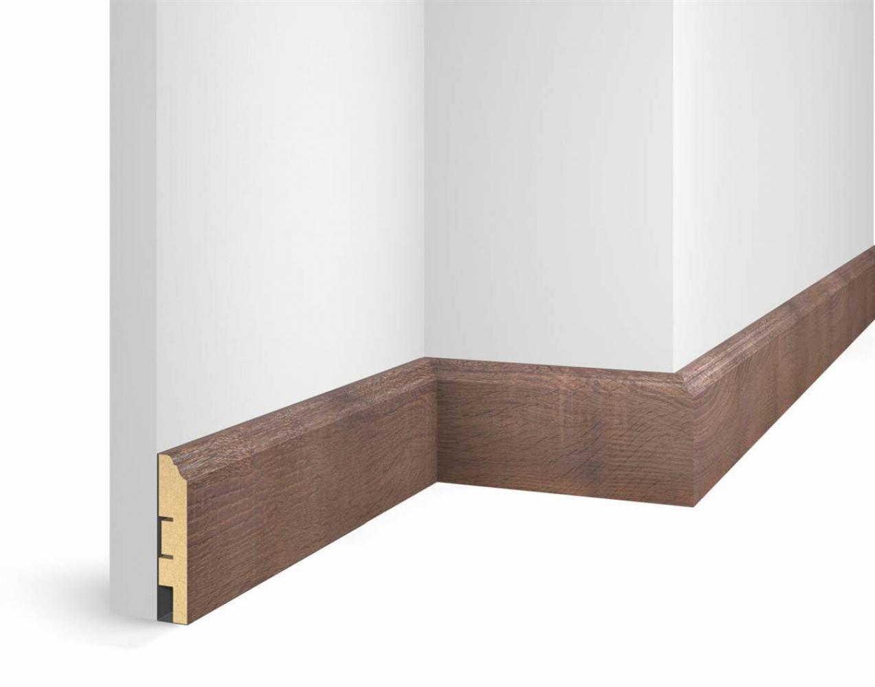 Отделка стен и потолка Плинтус Cosca Decor WP07, экошпон, дуб Окленд 80х16х2400 мм