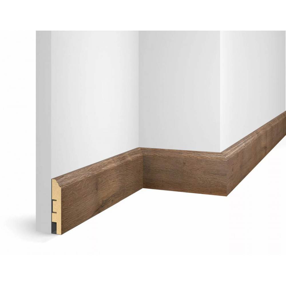 Отделка стен и потолка Плинтус Cosca Decor WP07, экошпон, дуб Муссон 80х16х2400 мм