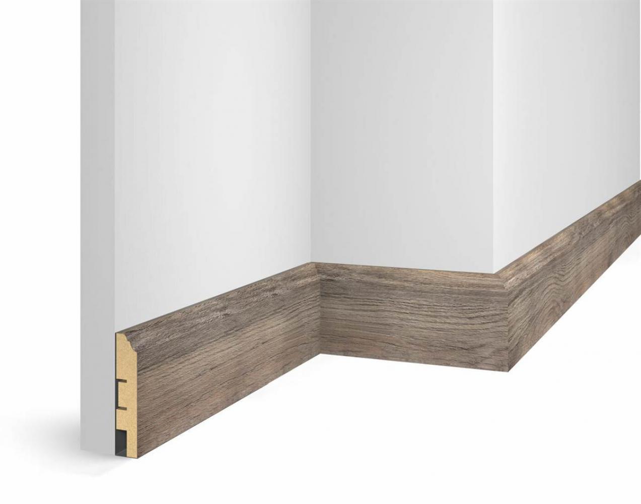 Отделка стен и потолка Плинтус Cosca Decor WP07, экошпон, дуб Лацио 80х16х2400 мм